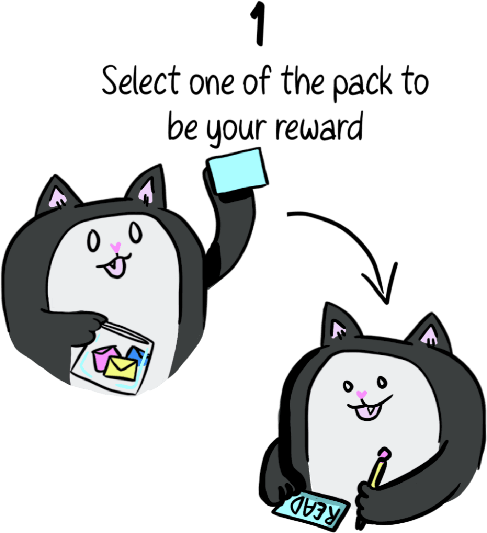 Picking a reward sticker from the Reading Challenge Pack